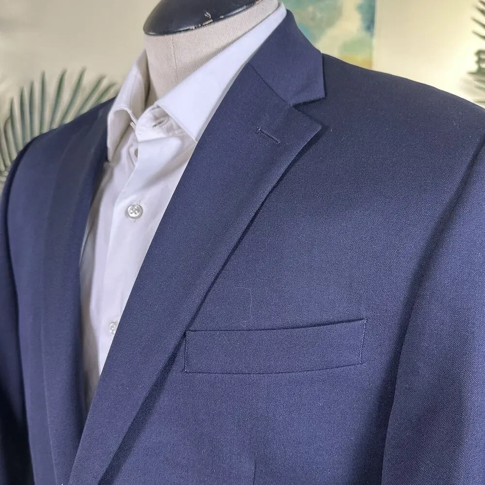 Michael Kors 42L Black Wool 70 poly 30 Blazer Antique silver buttons Excellent